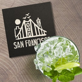 Unbranded San Francisco USA Sketch City 4'' X 4'' Square Wooden Coaster