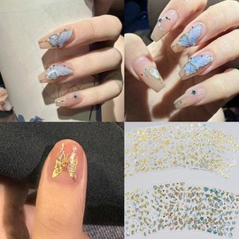 20 Sheets Butterfly Flower Nail Art Stickers Spring Summer Butterfly Nail Art Design Decals 3D Self-Adhesive Colorful Butterflies Nail Sticker Designer Nail Charms for Women DIY Nail Decoration