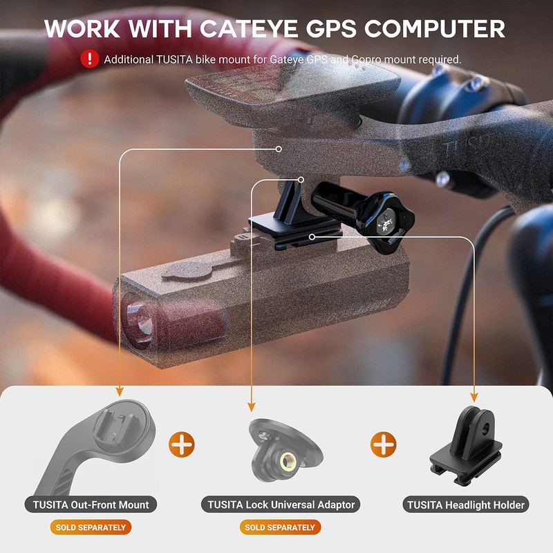TUSITA Go'Pro Mount Adapter Compatible with CatEye Bicycle Light