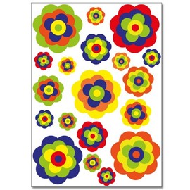 Wandkings Retro Blumen Wandsticker Set, 38 Aufkleber, 2 DIN A4 Bögen, Gesamtfläche 60 x 20 cm