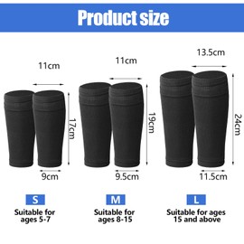 2 x Shin Pad Holder, Shin Pads Holder Football, Shin Pads Socks, Football Shin Pads Protective Equipment Holder for Men Women Boys Girls (Black, S)