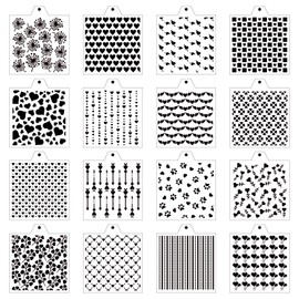 16 Pcs 5.5x5.5in Cookie Stencil Baking Stencils for Royal Icing Cookies, Airbrush Cookies; Sugar Cookie Stencils,Craft Painting Stencil, Stencil Genie Stencils (Heart)