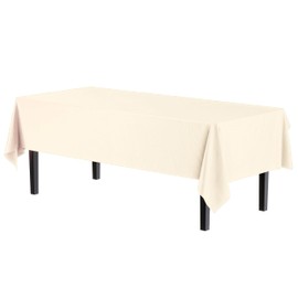 Exquisite 24-Pack Ivory Plastic Table Cloth - 54In. x 108In. Disposable Tablecloth for Parties - Rectangle Tablecloth - Disposable Table Cloths for Parties - Plastic Table Cover for Picnics
