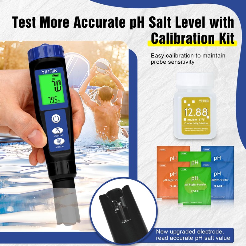 pH Salt Meter Salinity pH Tester for Saltwater Pool 6