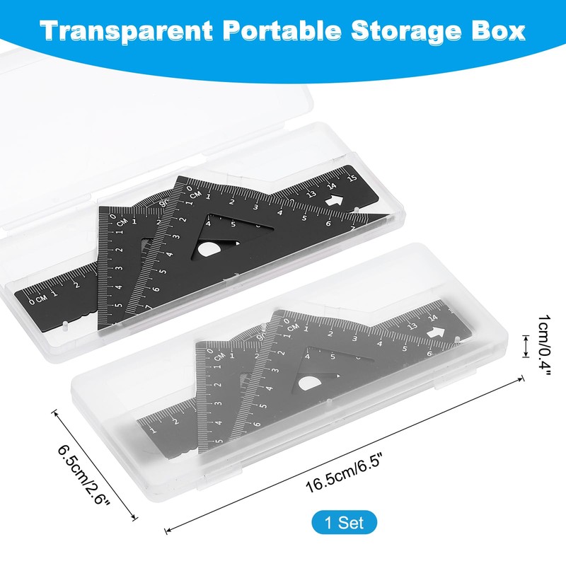 PATIKIL Triangle Ruler Set, 6 Inch Metric Aluminum Ruler, 45°