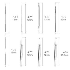 8 Pieces Blackhead Remover Set, Stainless Steel Comedone Squeezer Set, Acne Blackhead Remover Extractor, Acne Needle Set, Comedone Extractor, Blackhead Remover Extractor, Comedone Extractor