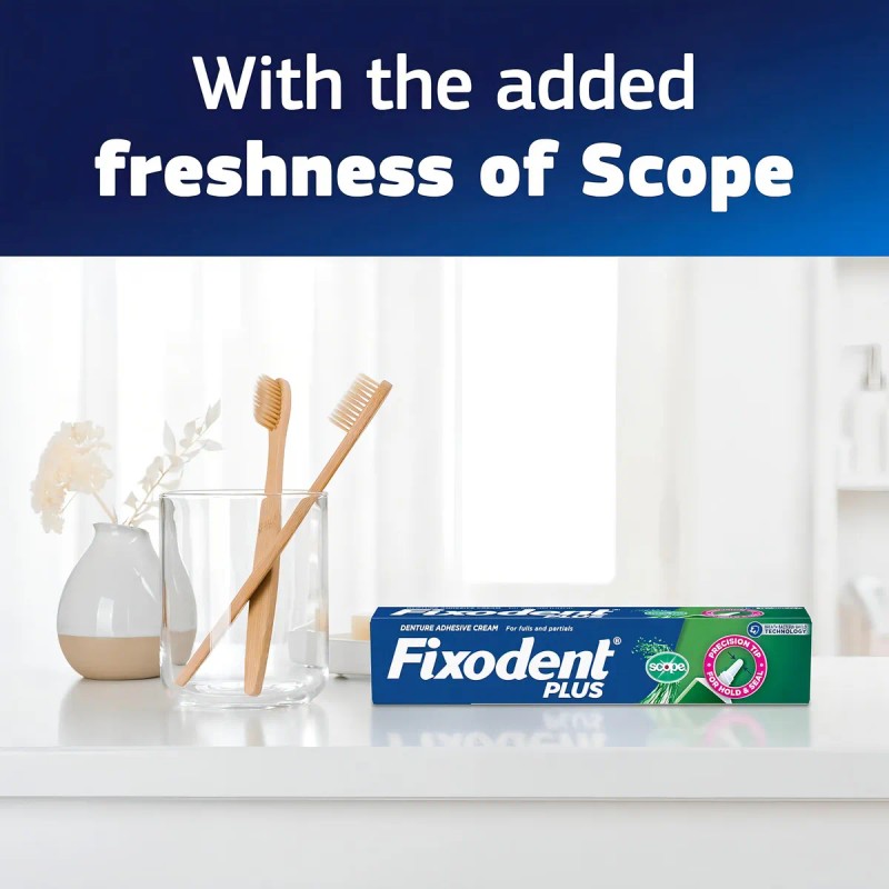 4 Pack Fixodent Plus Crema Adhesiva Dental C/ Sabor Scope