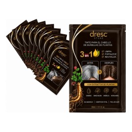 10 Shampoo Tinte Café Oscuro Instantáneo Cubre Cana 30ml C/u