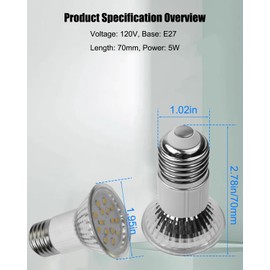 70mm Range Hood Light Bulbs Fit for Zephyr Dacor Replace 92348 62351 Z0B0011, JDR E27 Appliance LED Bulb 120V 5W, 2 Pack