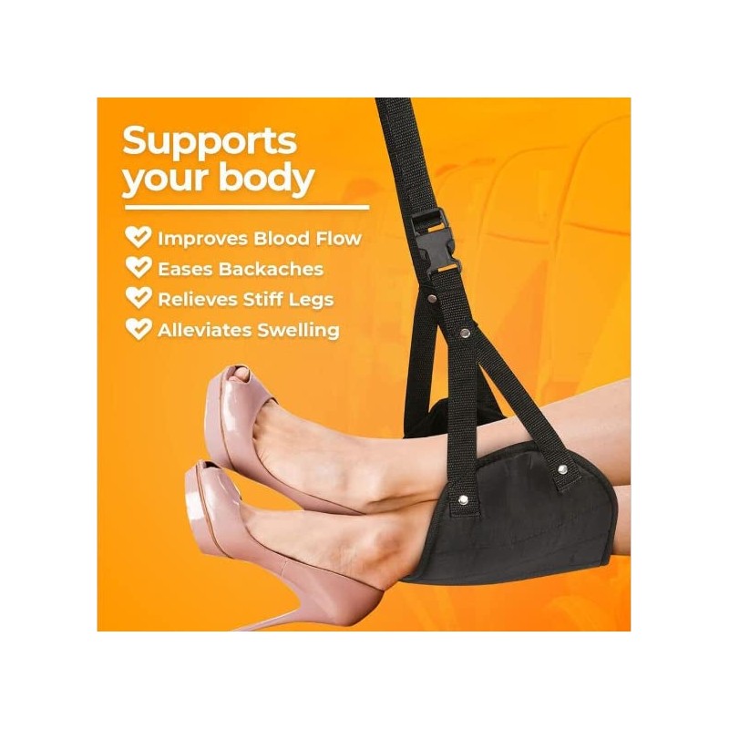 BOOC Complete Set Portable Travel Footrest Adjustable Height Sling Memory