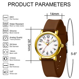 Blekon Original Petite Nurse Watch for Medical Professionals and Students,Various Scrub Colors,Small Easy Read Dial, Gold/Brown, Collections Petite Nurse Watch…