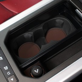 TripleAliners Car Cup Holder Insert Leather Coaster, Leather Cup Holder CoastersDecoration Waterproof, Front and Rear Fit for Most Vehicle(Set of 4)(Brown)