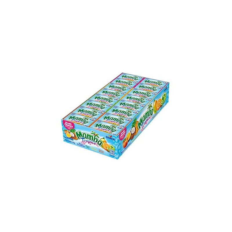 Mamba Tropics Fruit Chews Candy, 6 Pieces (Pack of 48)