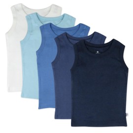 HonestBaby Multipack Muscle T-Shirts Sleeveless Tees 100% Organic Cotton for Infant Baby and Toddler Boys, Girls, Unisex, 5-Pack Sea Ombre