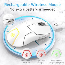 HXSJ T40 T40 Wireless Mouse 2.4G+BT5.1+BT5.1 USB Receiver Triple Modes Mouse with 7 RGB Light Gaming Mouse for PC Computer Notebook Rechargeable Battery 4000DPI Adjustable Level