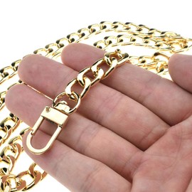 HAHIYO Purse Chain - 55.1 Inch Gold Strap for Shoulder, Cross Body, Sling, Handbag & Clutch - Comfortable Flat 0.4' Wide, 2.4mm Thick Metal - 1 Pack