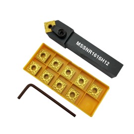ASZLBYM 5/8" drehmeißel 16mm MSSNR1616H12 CNC Drehbank Bohrstange Metalldreh Excircle-Drehwerkzeughalter,Und 10Stück SNMG120404-MA / SNMG431-MA wendeplatten hartmetall drehwerkzeugeinsatz
