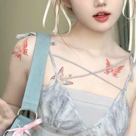 Tattoo Stickers Butterfly 2 Weeks 5pcs Waterproof Korean Tattoo Butterfly Rainbow