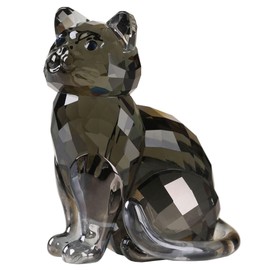 Crystal Cat Realistic Animal Kitten Art Figure Collection Table Decoration Statue Home Decoration (Black)