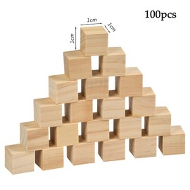 FOCCTS 200 Pieces 1 x 1 cm Wooden Cubes, Unfinished Wooden Blocks for Wood Crafts, Wooden Square Blocks, Ideal for Baby Showers, Puzzles, Crafts and DIY Projects