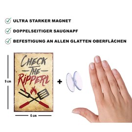 schilderkreis24 – Funny Saying "Check The Ripper" Magnet Decorative Fridge Magnet BBQ Grill Gift Idea Garden Patio Balcony Kitchen 9 x 6 cm