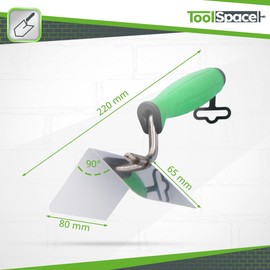 ToolSpace Outside Corner Trowel Rustproof 80 x 65 mm Corner Trowel Stainless Steel Drywall Outside Corners Trowel Corner Trowel Corner Spatula 90° Masonry Trowel Spatula Soft Grip Construction Plaster