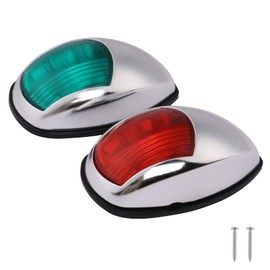 Besramtic Boat Navigation Lights Red and Green Bow Light LED Marine USCG 2 NM Vertical Mount 10-30 Volt 1 Pair (Vacuum Electroplate Silver)