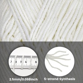 Domkan Cotton for Crocheting, 500 g Wool for Crocheting, Cotton, Crochet Yarn for Socks, Hats, Scarves (Needle Size: 3.0-4.0 mm), White