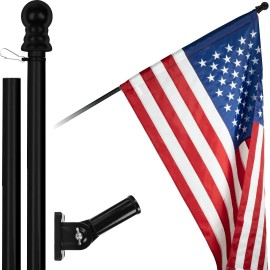 UD_G128 - 5 Feet Tangle Free Spinning Flagpole (Black) American Flag Pole Sleeve Embroidered 2x3 ft American Flag Pole Sleeve (F
