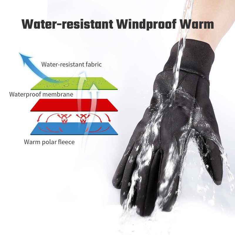 FanVince Men’s Touchscreen Gloves, Winter Gloves, Cycling Gloves, Black, L