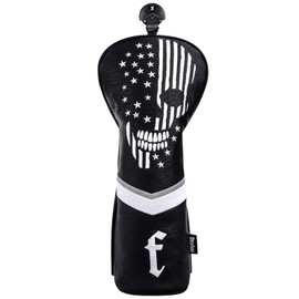 caiobob mytag Golf Skull Skeleton Head Cover Golf Club Black Leather Headcovers Fit Driver Fairway Wood Hybrid (Fairway Wood)