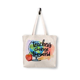 Vixar Teacher Tote shoping bag, Techer gift, End of year, Holiday (Teacher Change world)