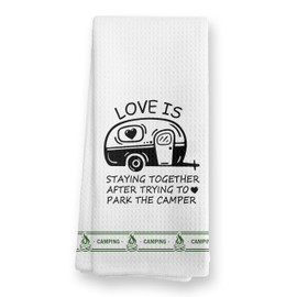 TopXmai ,Love is Staying Together Camper Kitchen Towels, Camper Gifts for Women Men, Camping Tea Dish Towels for Kitchen Decor, Gifts for Camping Lovers Hand Towels for Bathroom, 16x24 Inch