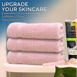 Towelogy® Luxury Flannel Face Cloth | Ultra Soft 100% Cotton Face Towels | 33x33cm (Natural, 2 Pack) (Pink)