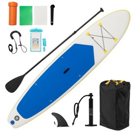 GYMAX Paddle Board, 9.8'/10'/11' x 6" Inflatable SUP with Removable Fin, Paddle, Pump, Leash & Carry Bag, Blow Up Paddle Boards Standing Boat for Adults, Youth (Reflex Blue,11FT)
