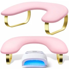 네일 팔걸이 테크용 10° 경사 PU 가죽 U자형 손걸이 매니큐어 핑크 Nail Tech Rest 10° Tilted PU Leather U-Shaped Hand Rest for Manicure Pink