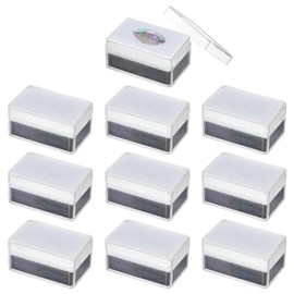 BENECREAT 10Pcs Plastic Gemstone Storage Boxes, 2.24x1.46x1inch Rectangle Clear Jewelry Box with 2Layers White & Black Sponge for Gemstone, Jewelry, Crystal Diamond Display