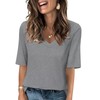 TICTICMISS Women's V Neck T Shirts Half Sleeve Tops Casual