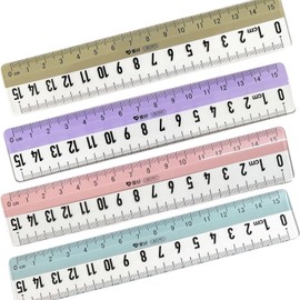 BOJIDO Plastic Ruler, 5.9 inches (15 cm), Shatter Proof, Easy-to-Read Numbers, Accurately Measure Length, Angle, Straight Lines, Elementary Schools, Kids, Middle School Students, Teachers, Painting