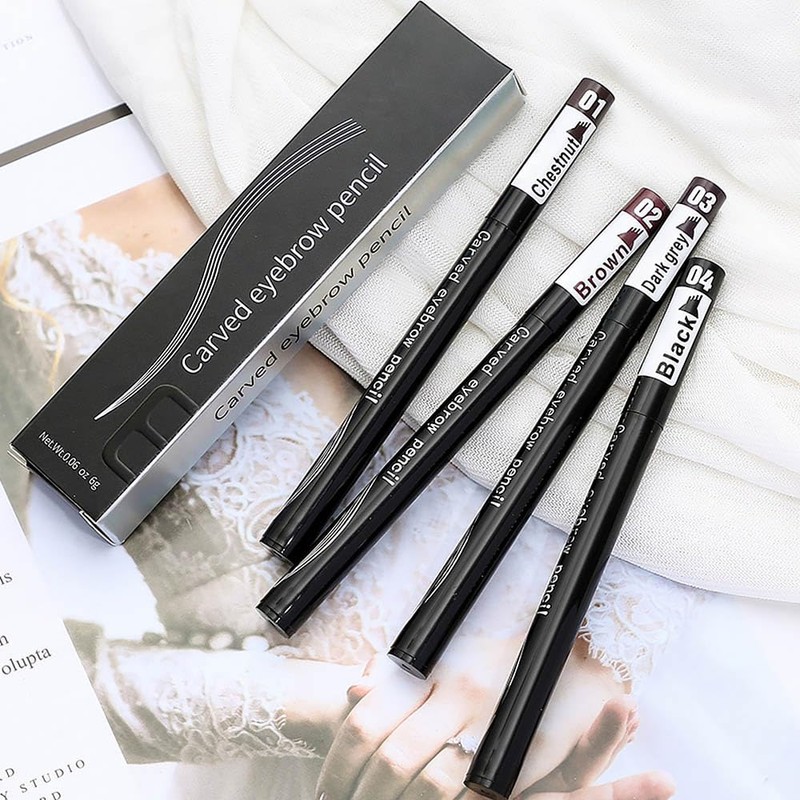 2Pcs Magic Waterproof Microblade Eyebrow Pencil,4 Tipped Precise Eye Brow
