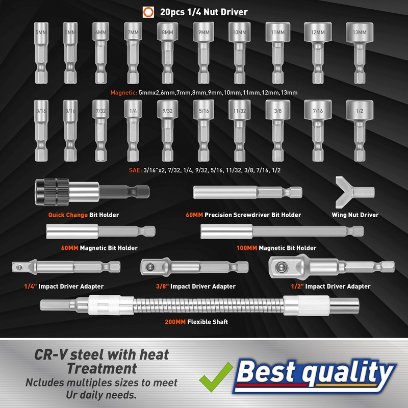 Amartisan 258-Piece Ultimate Screwdriver Bit Set, Chrome Vanadium Steel Driver