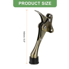 sourcing map Kickdown Door Stopper, 6Pcs 5.5inch Kick Down Door Stoppers for Bottom of Door Flip Down Door Stop Height-Adjustable Rubber Zinc Alloy, Bronze