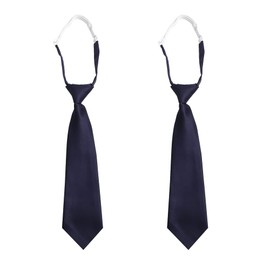 MAYOHOCO 2 piezas ajustables con cremallera tejida previa para niños y niños, corbata de color sólido para niños, uniforme formal de boda, graduación escolar, Azul Marino, M (age 5 years - 14 years)