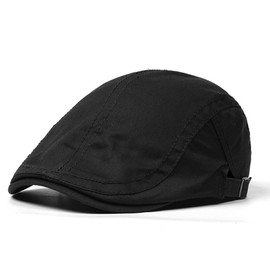 CHIC DIARY Men Flat Cap Ivy Gatsby Cabbie Hats Cotton Irish Hunting Hat Newsboy Adjustable Driving Hat for Women Black