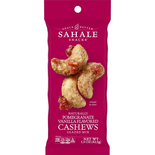 Sahale Snacks Pomegranate Vanilla Flavored Cashews Glazed Mix, 1.5 Ounces (Pack of 9)