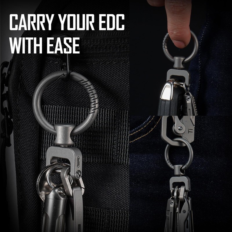KeyUnity KA36M Titanium Side Print Keychain, Minimalist Split Key Chain