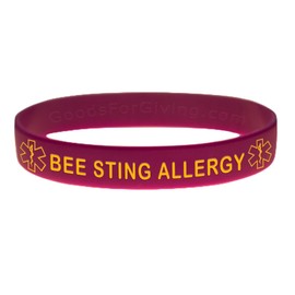 Goods For Giving Bee Sting Allergy ID Bracelet Wristband - Purple - 8 Inches - Standard