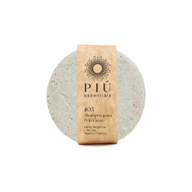Shampoo en Barra para Pelo Graso, con Menta y Bergamota, sin Químicos, con Tea Tree y Aceite de Coco, Control de Caspa y Sebo, 70 gr
