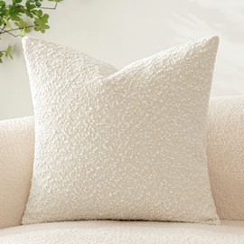 Woaboy Pack of 1 Decorative Throw Pillow Cover Pillowcase Textured Boucle Square Sofa Couch Pillow Home Decor for Living Room Woven Modern Cushion Case 24 x 24 Inch Pure White