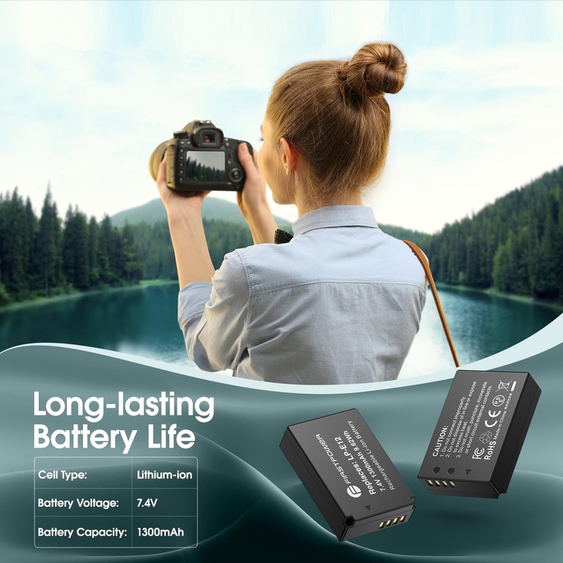 FirstPower 2 Pack LP-E12 Batteries Compatible with Canon EOS M50,